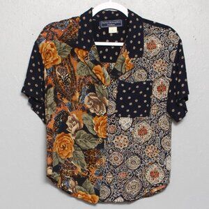 Vintage Multicolor Floral and Paisley Blouse